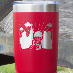 Superhero in the City 20 oz Stainless Steel Tumbler - Red - Double Sided (Personalized)