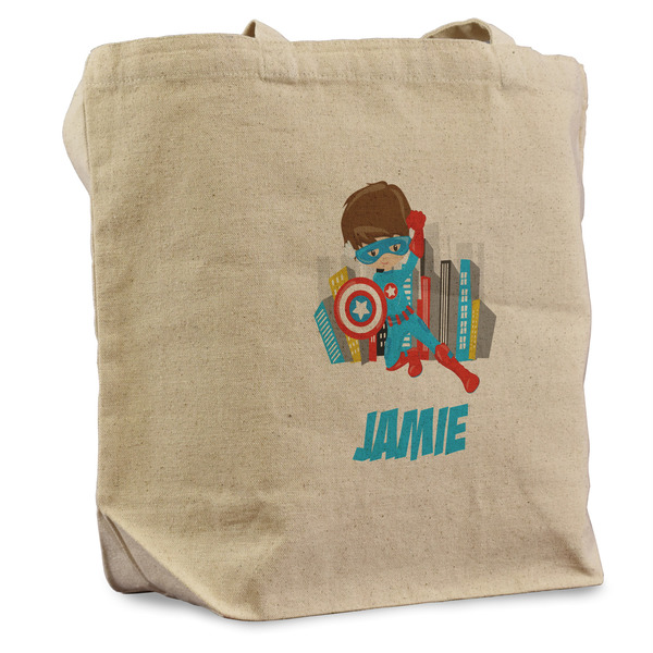 Custom Superhero in the City Reusable Cotton Grocery Bag (Personalized)