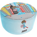 Superhero in the City Round Pouf Ottoman (Personalized)