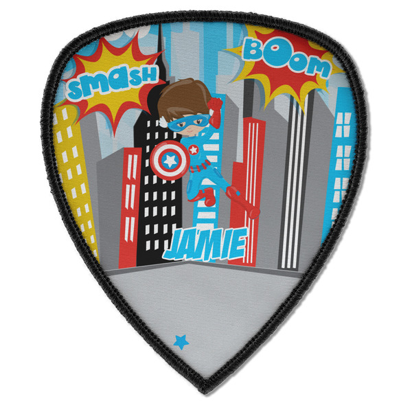 Custom Superhero in the City Iron on Shield Patch A w/ Name or Text