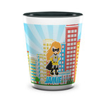 Superhero in the City Ceramic Shot Glass - 1.5 oz - Two Tone - Single (Personalized)