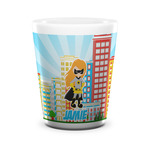 Superhero in the City Ceramic Shot Glass - 1.5 oz - White - Single (Personalized)