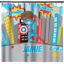 Superhero in the City Shower Curtain - 71" x 74" (Personalized)