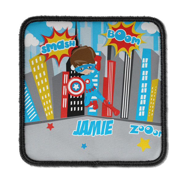 Custom Superhero in the City Iron On Square Patch w/ Name or Text