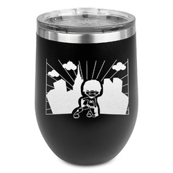 Superhero in the City Stemless Stainless Steel Wine Tumbler - Black - Single Sided