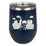 Superhero in the City Stemless Stainless Steel Wine Tumbler - Navy - Double Sided