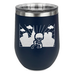 Superhero in the City Stemless Stainless Steel Wine Tumbler - Navy - Single Sided