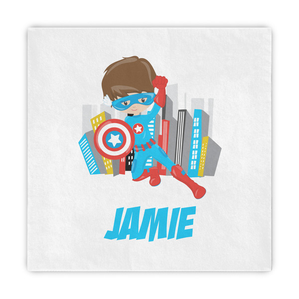 Custom Superhero in the City Decorative Paper Napkins (Personalized)