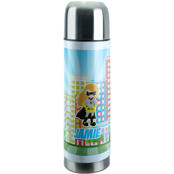 Custom Superhero in the City Stainless Steel Thermos (Personalized)