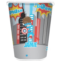 Superhero in the City Waste Basket - Double Sided (White) (Personalized)