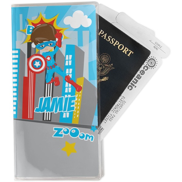 Custom Superhero in the City Travel Document Holder