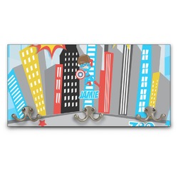 Superhero in the City Wall Mounted Coat Rack (Personalized)