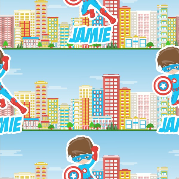 Custom Superhero in the City Wallpaper & Surface Covering (Water Activated 24"x 24" Sample)