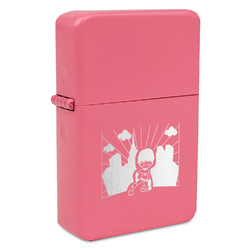 Superhero in the City Windproof Lighter - Pink - Double Sided & Lid Engraved