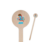 Superhero in the City 6" Round Wooden Stir Sticks - Single Sided (Personalized)