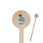 Superhero in the City 7.5" Round Wooden Stir Sticks - Double Sided (Personalized)