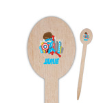 Superhero in the City Oval Wooden Food Picks - Double Sided (Personalized)