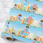 Superhero in the City Wrapping Paper Roll - Large (Personalized)