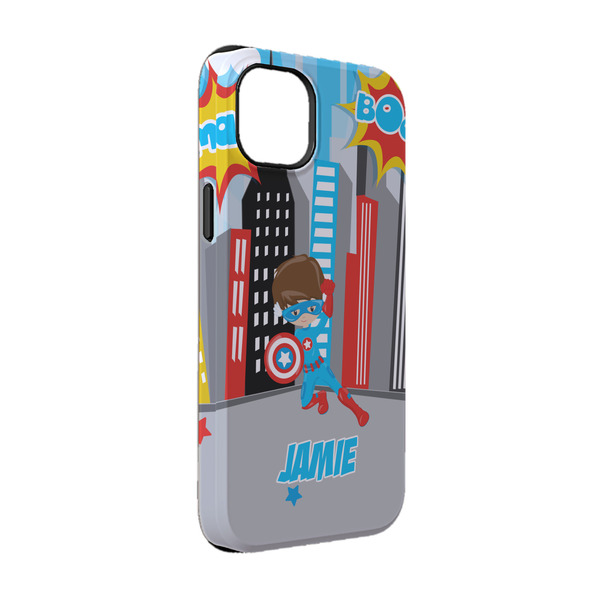 Custom Superhero in the City iPhone Case - Rubber Lined - iPhone 14 Pro (Personalized)