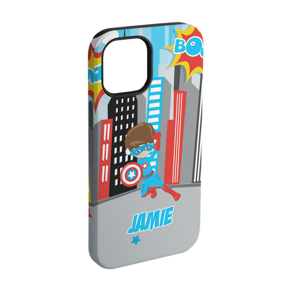 Custom Superhero in the City iPhone Case - Rubber Lined - iPhone 15 Pro (Personalized)