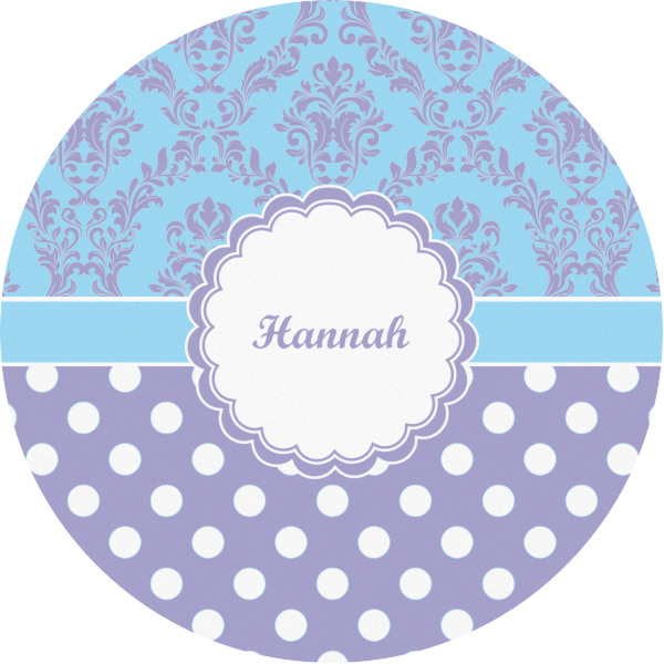 Custom Purple Damask & Dots Multipurpose Round Labels - 1" (Personalized)