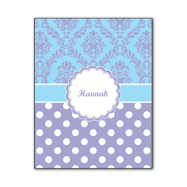 Custom Purple Damask & Dots Wood Print - 11x14 (Personalized)