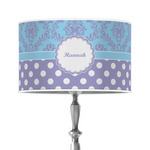 Purple Damask & Dots 12" Drum Lamp Shade - Poly-film (Personalized)