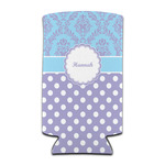 Purple Damask & Dots Can Cooler (tall 12 oz) (Personalized)