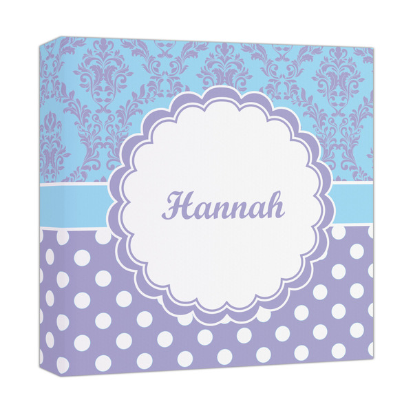 Custom Purple Damask & Dots Canvas Print - 12x12 (Personalized)