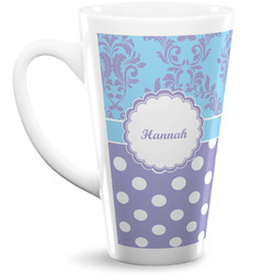 Purple Damask & Dots Latte Mug (Personalized)