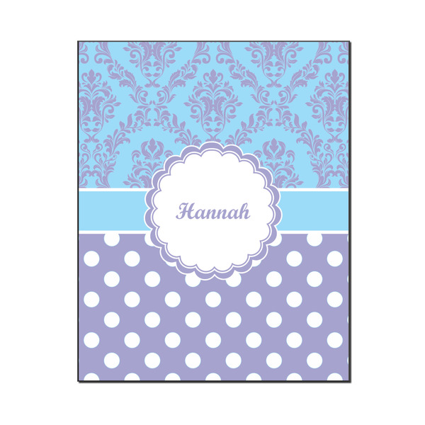 Custom Purple Damask & Dots Wood Print - 16x20 (Personalized)