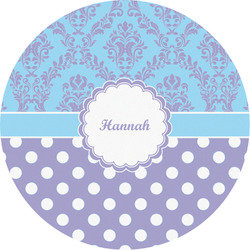 Purple Damask & Dots Multipurpose Round Labels - 2" (Personalized)