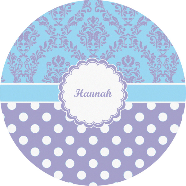 Custom Purple Damask & Dots Multipurpose Round Labels - 2" (Personalized)