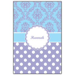 Purple Damask & Dots Wood Print - 20x30 (Personalized)