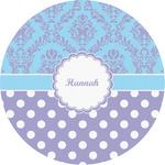 Purple Damask & Dots Multipurpose Round Labels - Custom Sized (Personalized)