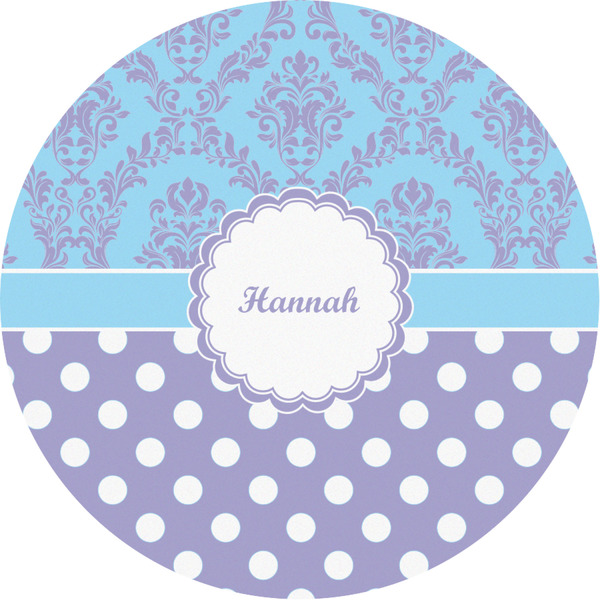 Custom Purple Damask & Dots Multipurpose Round Labels - Custom Sized (Personalized)