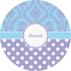 Purple Damask & Dots Multipurpose Round Labels - 5" (Personalized)