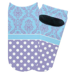 Purple Damask & Dots Adult Ankle Socks