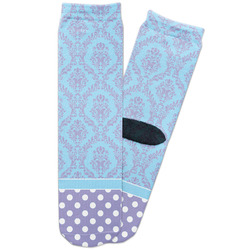 Purple Damask & Dots Adult Crew Socks