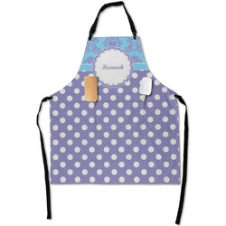 Purple Damask & Dots Apron With Pockets w/ Name or Text