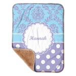 Purple Damask & Dots Sherpa Baby Blanket - 30" x 40" w/ Name or Text