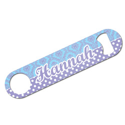 Purple Damask & Dots Bar Bottle Opener w/ Name or Text