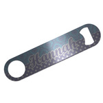 Purple Damask & Dots Bar Bottle Opener - Silver w/ Name or Text