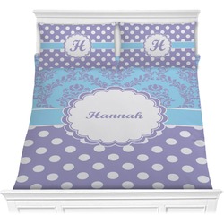 Purple Damask & Dots Comforter Set - Full / Queen (Personalized)