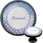 Purple Damask & Dots Cabinet Knob (Black) (Personalized)