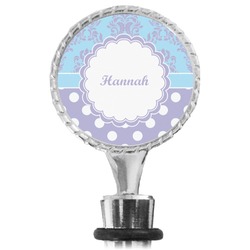 Purple Damask & Dots Wine Bottle Stopper (Personalized)