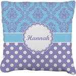 Purple Damask & Dots Faux-Linen Throw Pillow 16" (Personalized)