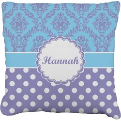 Purple Damask & Dots Faux-Linen Throw Pillow 16" (Personalized)