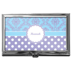 Purple Damask & Dots Business Card Case