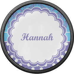 Purple Damask & Dots Cabinet Knob (Black) (Personalized)